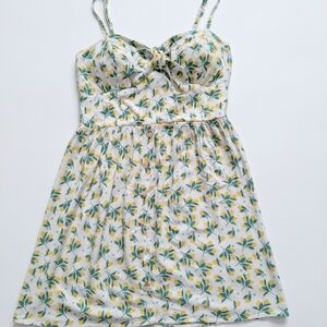 AUW Lemon Print Button Front Mini Dress Size Large